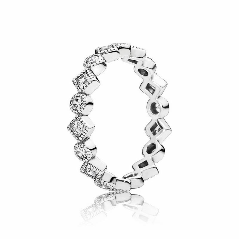 Pandora AlluStackable Ring Brilliant Princess Stackable Ring Sale NZ, Sterling Silver (785613-WZI)